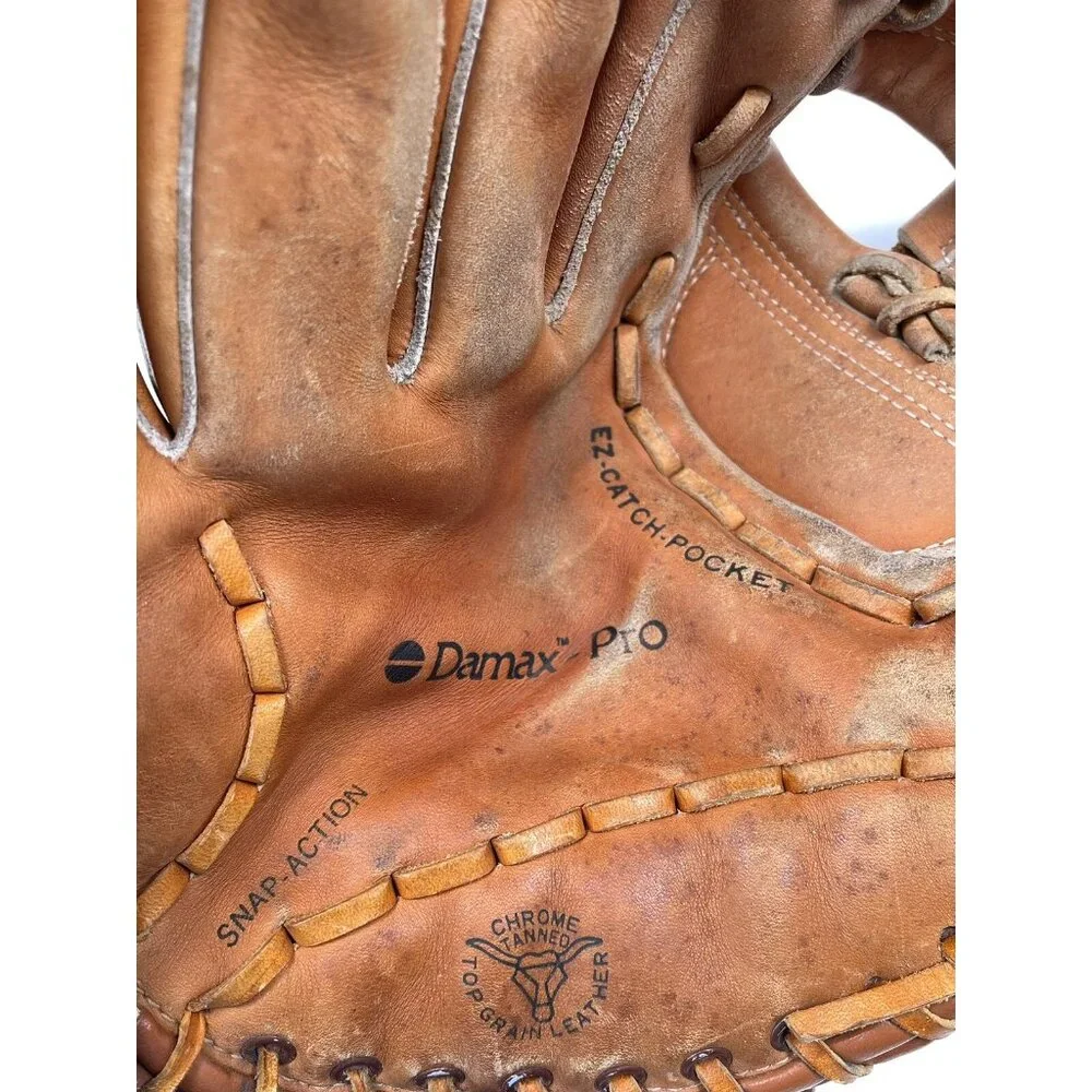 VTG DAMAX-PRO 600 EZ-Catch Pocket Top Grain Leather SOFTBALL GLOVE LHT *Read*